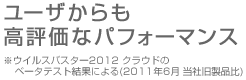 ユーザからも高評価なパフォーマンス ※ウイルスバスター2012 クラウドのベータテスト結果による(2011年6月 当社旧製品比)